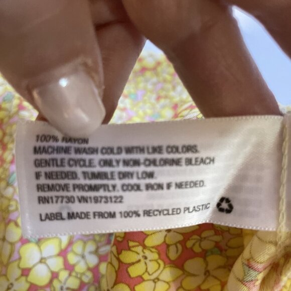 Vintage Y2K Wild Fable Babydoll Dress Size L Yellow Floral Empire Waist Milkmaid - Picture 10 of 10